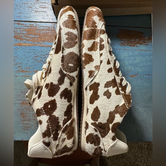 NWOT Zara Animal Print Leather Sneakers Size 38 US 8 Calf Hair - Picture 9 of 11